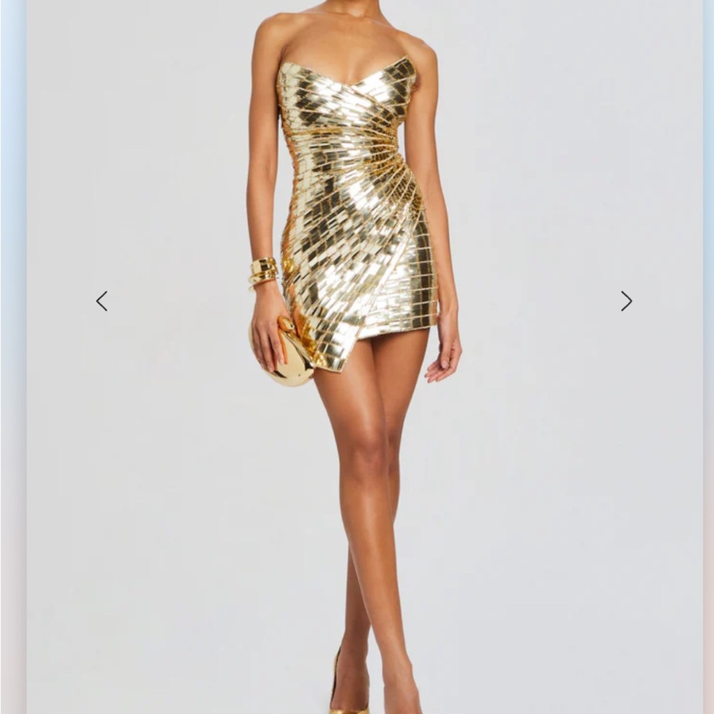 Gold Strapless Mini Dress